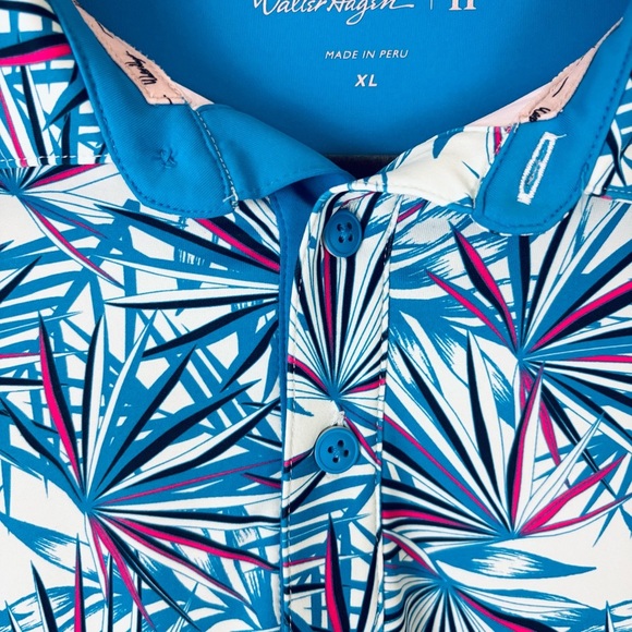 Walter Hagan Men's Perfect 11 Agave Golf Cyan Blue Athletic Polo Shirt Size XL - Picture 4 of 14